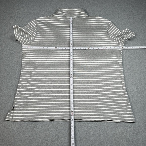Vintage Polo Ralph Lauren Pima Soft Touch Striped Grey White Polo L - Picture 5 of 7